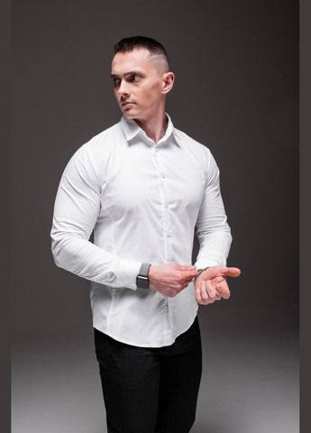 Белая классическая, кэжуал рубашка однотонная Vakko
