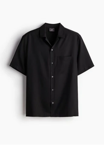 Чоловіча сорочка з ліоцелю Regular Fit Н&М (57316) S Чорна H&M (295263198)