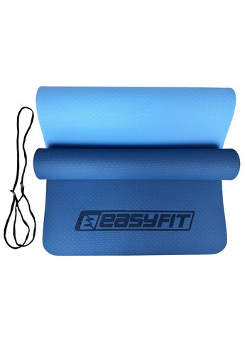 Коврик для йоги и фитнеса TPE+TC 6мм EF-1924-BLB Blue-blue EasyFit (295548024)