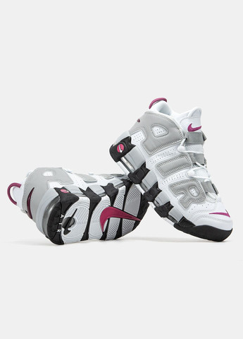 Белые демисезонные кроссовки мужские и женские nike air more uptempo 96 white grey black | найк аир море аптемпо 96 белые No Brand