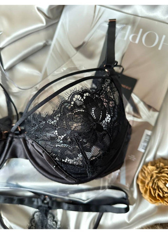 Черный черный комплект женского нижнего белья с портупеей Weiyesi