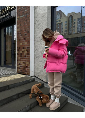 Малинова зимня ✨жіноча зимова куртка-дутік з капюшоном та боковими фіксаторами заміри в описі✨ куртка-пальто Vione