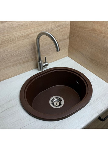 Кухонна мийка зі штучного каменю/кварцева 500х425х180мм, овальна CIRCUM Коричневий (34890500425) Adamant (371191461)
