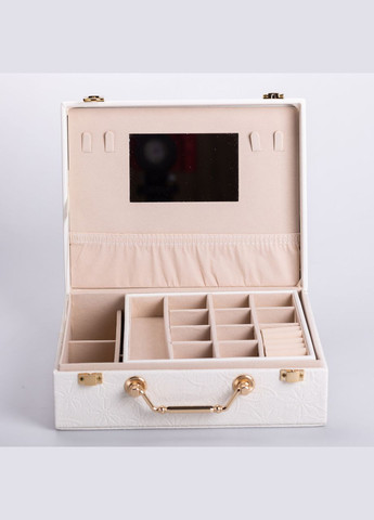 Скринька для прикрас з еко шкіри 2 яруси із дзеркалом органайзер для ювелірних виробів HP-5-15W Yiwu (325922722)