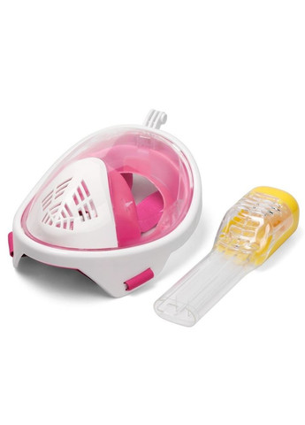 Повнолицева маска для плавання снорклинга FREE BREATH (L/XL) з кріпленням для камери Рожева VTech (352196527)