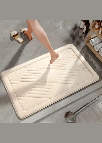 Килимок для ванної і туалету м’який, абсорбуючий, нековзний 50 x 80 x 1.5 см Бежевий 2565057 Lovely Svi (302224927)