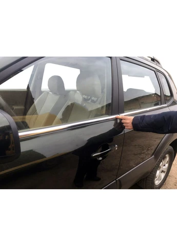Окантовка скла (4 шт, нерж) для Hyundai Tucson JM 2004- рр CARMOS (389779211)