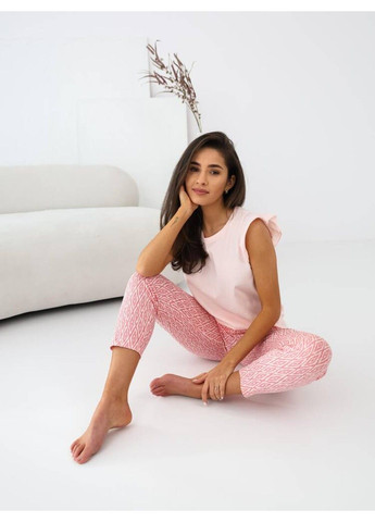 Пудровая пижама хлопковая с брюками абрикосовая elena s2020227 Sensis