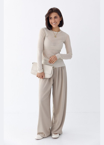 Классические широкие брюки со складками - бордо Lurex (324392818)