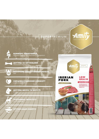 Сухий корм для собак Super Premium Iberian Pork, сухий корм для дорослих собак з іберійською свининою 14 кг (8436538949566) AMITY (364788349)