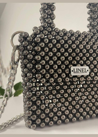 Сумка жіноча сіра з намистин ручна робота 021 Felicita (336377601)