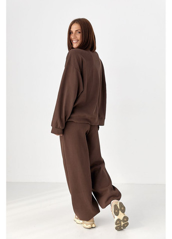 Спортивний теплий костюм з вільним світшотом та брюками - бордо колір Lurex (361056846)