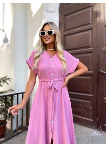 Рожева літня сукня міді вільного крою Fashion