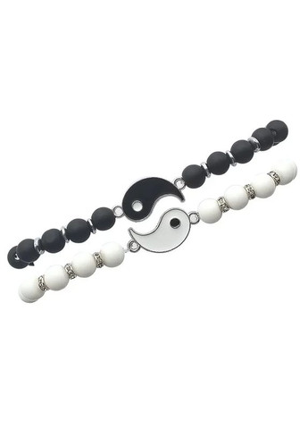 Браслети парні інь-янь з шунгіту вулканічного каменю для закоханих дві половинки чорне і біле Тай цзи No Brand (356677567)