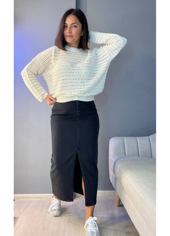 Молочний демісезонний светр жіночий 6766 ажурна вʼязка прозорий сітка павутинка MIX RAY