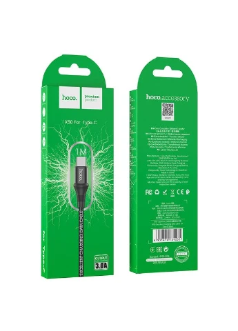 Кабель X50 USB – Type-C 3 А 1 м в нейлоновой оплётке черный Hoco (401881407)