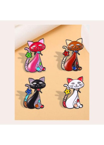 Брошка "Кіт", брошка шпилька, біла No Brand (325879722)