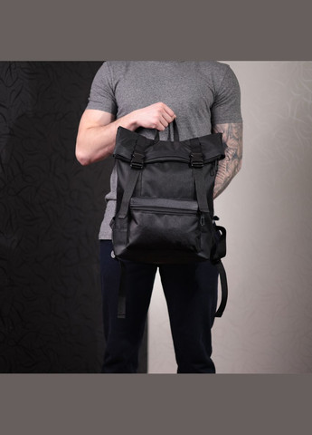 Рюкзак чоловічий тканинний для ноутбука із вставками екошкіри 22582 Чорний FABRA (301871960)