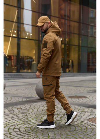 Теплый мужской костюм Soft Shell койот на флисе с шевроном Intruder Reef (366868551)