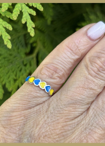 Кольцо серебряное с эмалью Сердца А127кжб, размер No Brand (360550665)