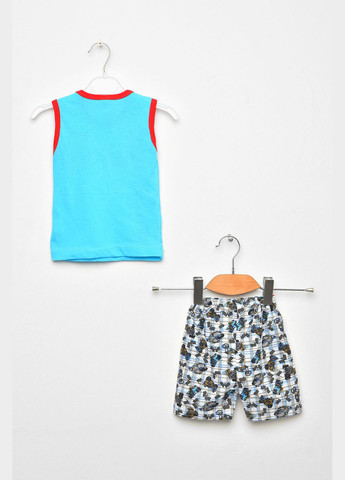 Голубой летний костюм детский для мальчика голубого цвета с шортами Let's Shop