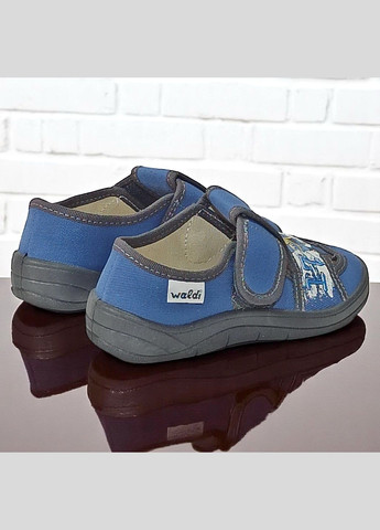 Синие ортопедические закрытые тапочки на липучке сменка в садик для мальчика валди Waldi