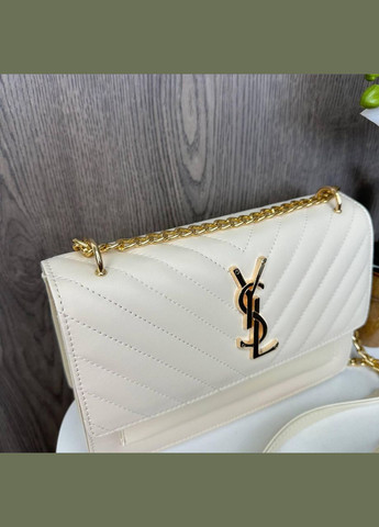 Якісна жіноча міні сумочка на ланцюжку YSL 160, Молочний No Brand (334730771)