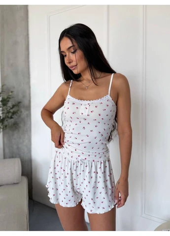 Рожевий літній жіноча пiжама в рубчик рожевого кольору 38975 Fashion