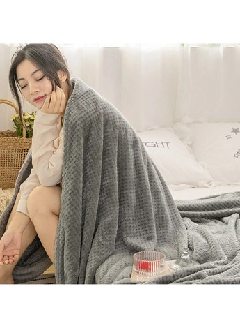 Двоспальний плюшевий плед покривало ковдра з геометричним візерунком на ліжко диван 150x200 см (480776-Prob) Темно-сірий Unbranded (342230069)