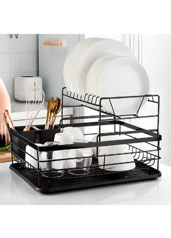Сушарка органайзер підставка дворівнева з піддоном склянкою для кухонного приладдя 43×32×27 см (480918-Prob) Unbranded (347729770)