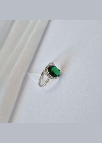 Срібна каблучка з Великим Зеленим Каменем 17.5 розмір срібло 925 проби Родоване 81044з 2.48г No Brand (318093530)