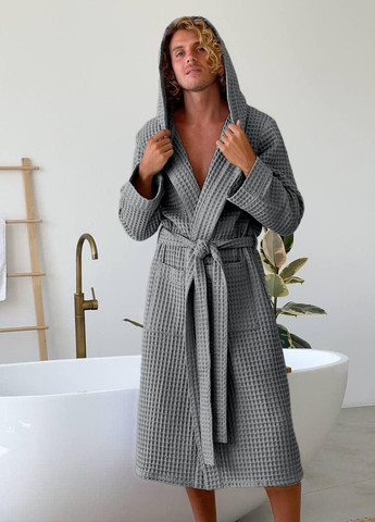 Чоловічий вафельний халат з капюшоном, розмір XL Vishnya (328389347)