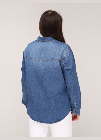 Сорочка жіноча світло-синя джинсова пряма з потертостями Whitney пряма (293971925)