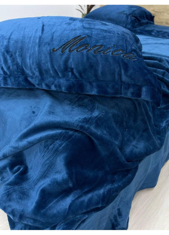 Велюровое постельное белье Моника двуспальная 180х200 синий Koloco (367729579)