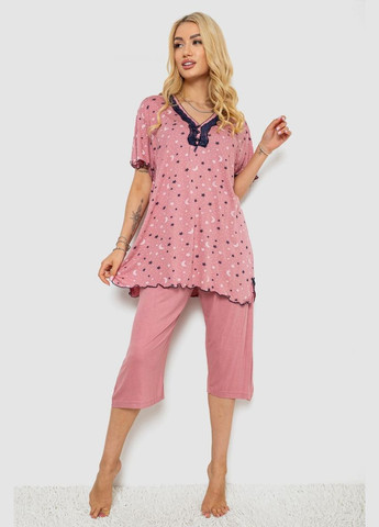 Пудрова всесезон піжама жіноча з принтом, колір пудровий, 243r7024 Andi