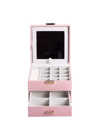 Шкатулка для украшений из эко кожи 2 яруса органайзер для бижутерии розовая стильный органайзер для хранения ProDobro (364192847)