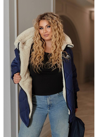 Синя зимня куртка жіноча зимова з капюшоном No Brand