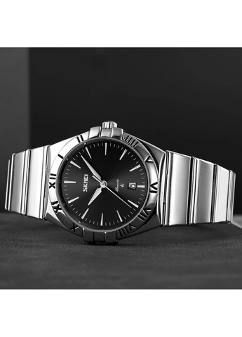 Мужские классические часы 9257 (Серебристые с черным циферблатом) Skmei (314483620)