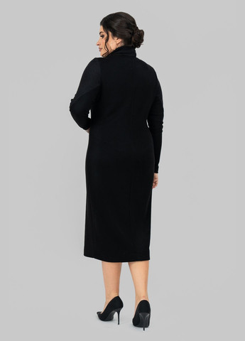 Чорна повсякденний жіноча сукня з ангори та трикотажу косичка зі знімним коміром-хомутом all posa (ap102197p) A'll Posa