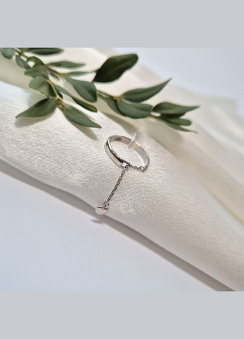 Серебряное кольцо с Цепочкой и Сердечком размер серебро 925 пробы Родированное 81767 1.36г No Brand (335249223)