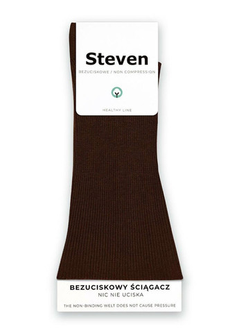 Коричневые носки хлопковые без резинки в рубчик 018 Steven (370770756)