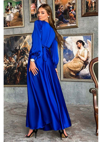 Синя вечірня сукня атлас шовк 23057 синя Tanita-Romario