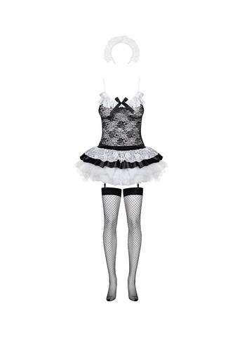Эротический костюм горничной с юбкой Housemaid 5 pcs costume черно-белый - CherryLove Obsessive (282958978)