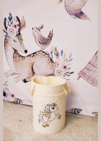 Кошик для іграшок Кольорові єдинороги на молочному No Brand (316257350)