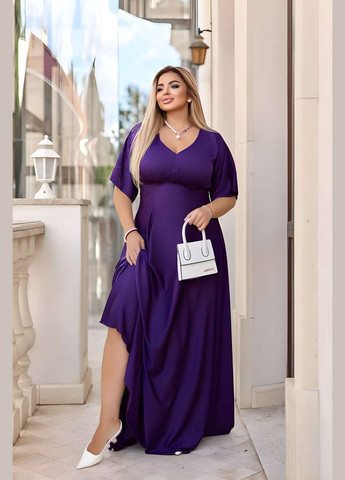 Фіолетова кежуал, святковий, коктейльна, вечірня 42-70р електрик сукня в підлогу довге плаття батал вечірня святкова ошатна Україна