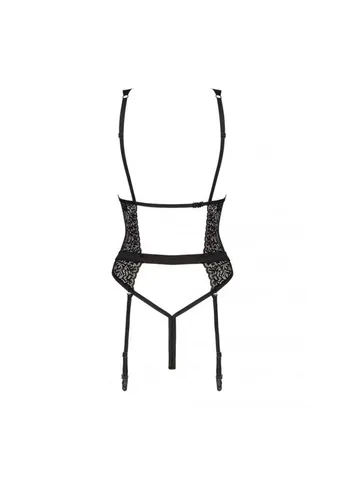Кружевное боди — JS228161 Black, в комплекте с чулками JSY (411950234)