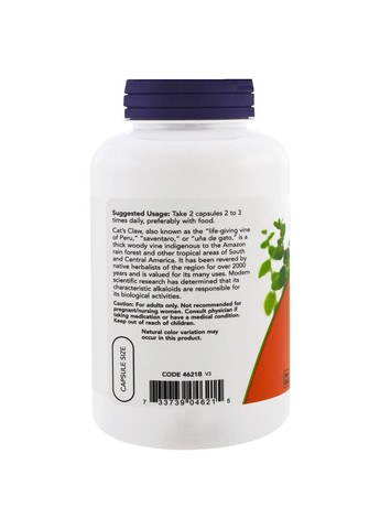 Кошачий коготь, витамины для репродуктивной системы, 500 мг, 250 капсул Now Foods (364311815)
