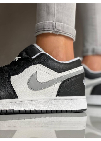 Серые демисезонные кроссовки мужские nike air jordan retro 1 low grey white black 3 найк аир джордан No Brand