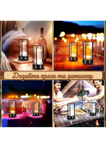 Лампа - нічник, настільна LED, акумуляторна, металева з прозорим циліндром, чорна Lem Berger (367581758)