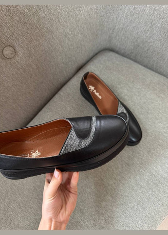 Женские балетки Prellesta | чёрные натуральная кожа (337503724)